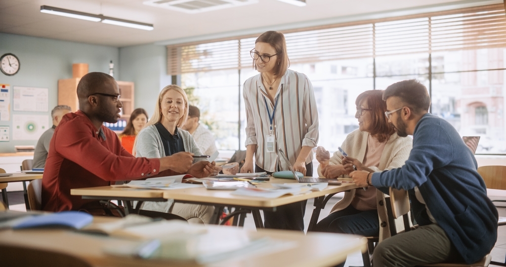Adult learners in a classroom